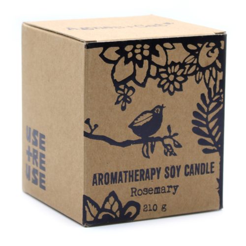 Aromaterápiás Szójagyertya Fa Kanóccal - Rozmaring/210g