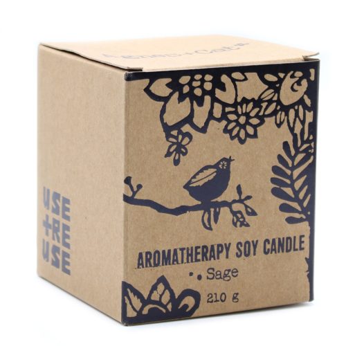 Aromaterápiás Szójagyertya Fa Kanóccal - Zsálya/210g