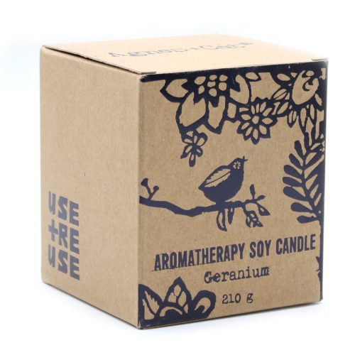 Aromaterápiás Szójagyertya Fa Kanóccal - Muskátli/210g
