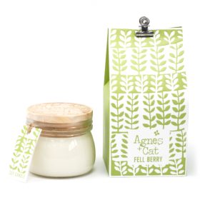   Szójagyertya Üvegben Fa Fedéllel- Erdei Bogyók/180g, ajándékcsomagolás