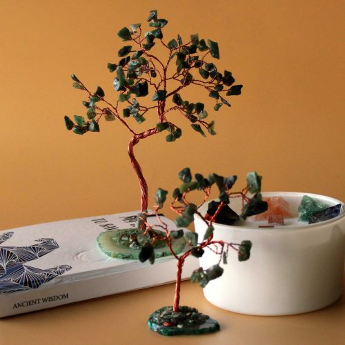 Ásvány Szerencsefa - Zöld Aventurin Zöld Achát Alapon (35 kő)