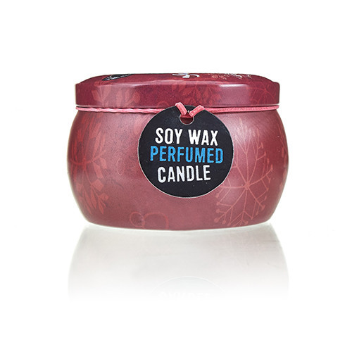 Dekorációs Szójagyertya Fém Tartóban- Karácsony - Fahéj és Narancs