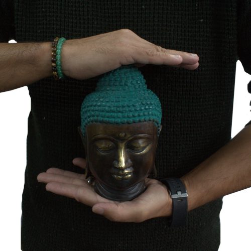 Nagy Klasszikus Bronz Buddha Fej