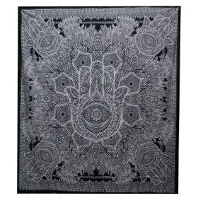 B&W Kettős Pamut Ágytakaró / Falidísz - Hamsa