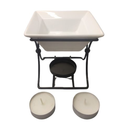 Kerámia és Vas Aromalámpa-Négyzetes Állvány