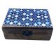 Közepes Kerámia Bevonatú Fa Doboz - 15x10x6cm -  Kék Csillagok