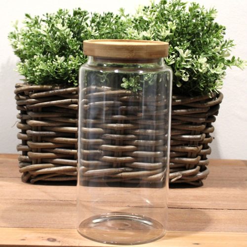 Üveg Tárolóedény Bambusz Fedővel - 20cm