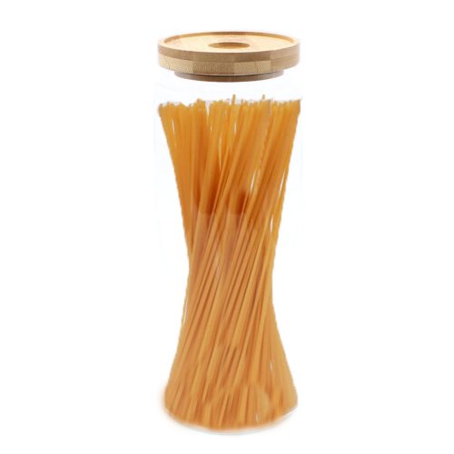 Üveg Tárolóedény Bambusz Fedővel - 25cm