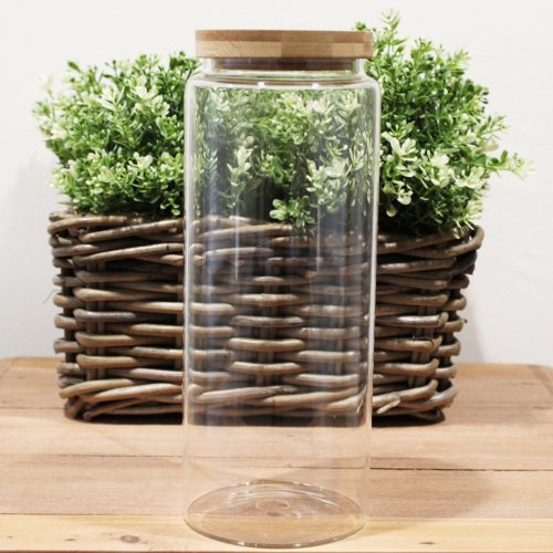 Üveg Tárolóedény Bambusz Fedővel - 25cm