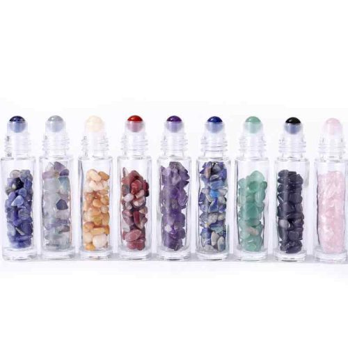 Roll-On Üvegcse 5ml - Fekete Turmalin  - Ezüst Színű Kupak