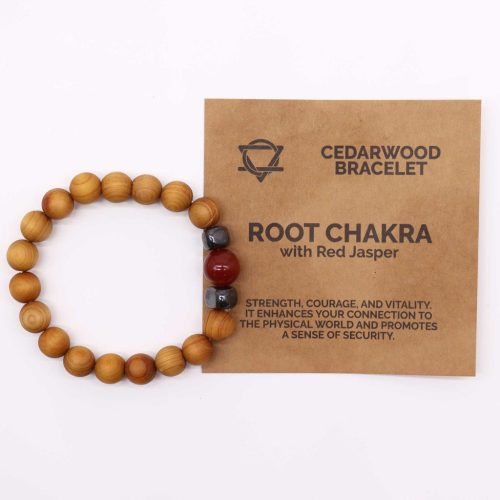 Cédrusfa Gyökér Chakra Karkötő Vörös Jáspissal