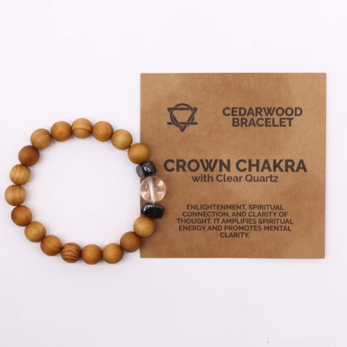 Cédrusfa Korona Chakra Karkötő Kristálykvarccal
