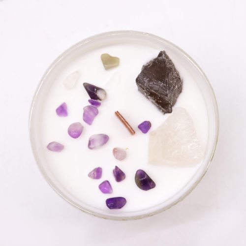 Chakra Gyertya Kristályokkal - Korona Chakra