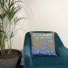 Pamut Párnahuzat Felirattal - We are Waves - Szürke, Kék és Natúr