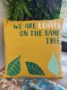 Pamut Párnahuzat Felirattal - We are Leaves - Sárga, Kék és Natúr