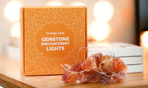 LED Fényfüzér Kristályokkal - Narancsszínű Jade Kő
