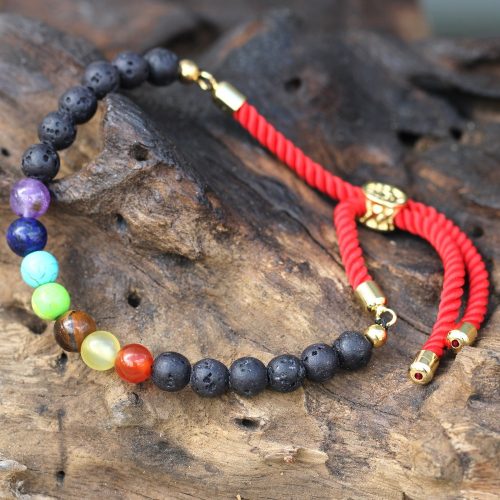 Aranyozott Ásvány Karkötő - Lávakő Chakra