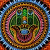 Kézi Festésű Pamut Falidísz - Hamsa