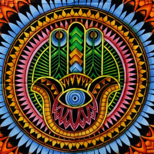 Kézi Festésű Pamut Falidísz - Hamsa