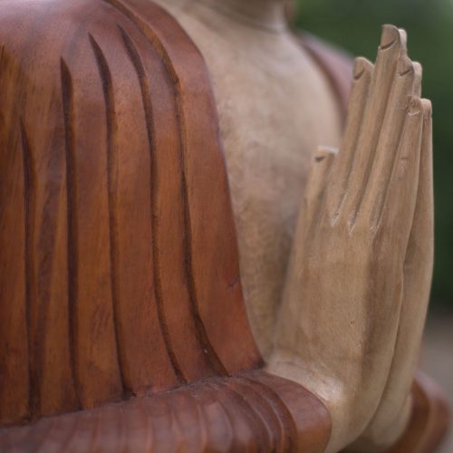 Kézműves Buddha Szobor-Ölbe Tett Kezek-40cm