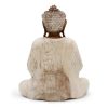 Kézműves Buddha Szobor - 30cm Oktató - Fehér Súrolt