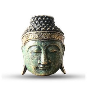 Dekorációs Buddha Fej - 25cm - Zöld