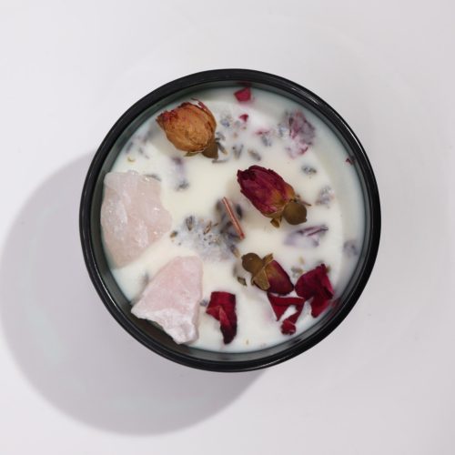 Hop Hare Kristály Gyertya Virágokkal - Szeretet