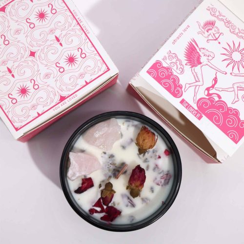 Hop Hare Kristály Gyertya Virágokkal - Szeretet