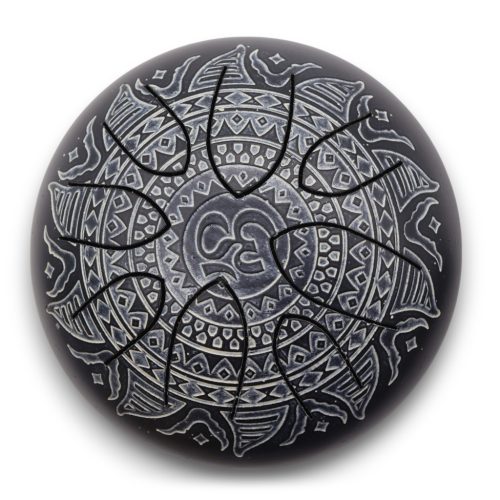 Acél Nyelv Dob - Vésett Om Mandala - 16cm