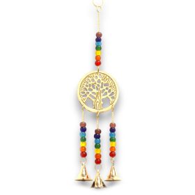   Indiai Harangjáték - Életfa - Chakra Gyöngyök, 3 Csengő - 6.5x31cm