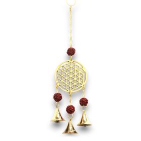   Indiai Harangjáték - Élet Virága ás Rudraksha, 3 Csengő - 6x27cm