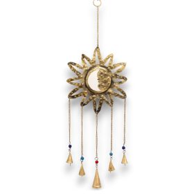   Indiai Harangjáték - Nap és Hold - Kicsi Tükör, 5 Csengő - 12x65cm