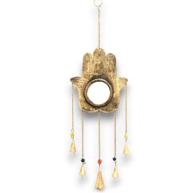   Indiai Harangjáték - Hamsa - Nagy Tükör, 5 Csengő - 19x65cm