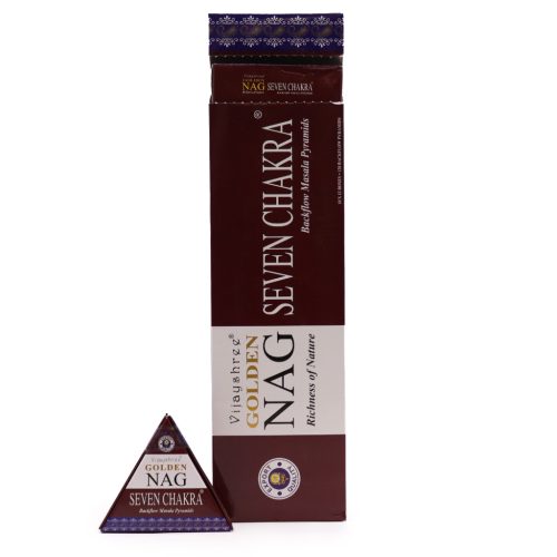 42g Jumbo Golden Nag - Hét Chakra Visszaáramló Backflow Füstölőkúpok