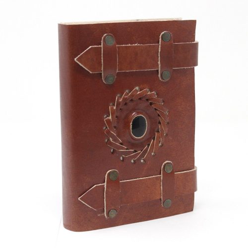 Bőr Kötésű Notesz Fekete Ónix Szíjjal 15x10 cm