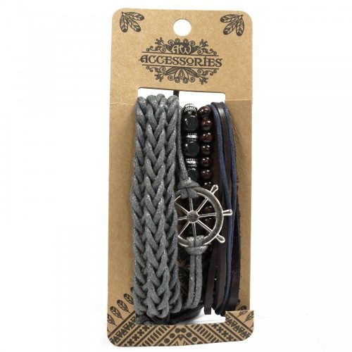 Férfias Karkötő Szettek - Vas és Bőr