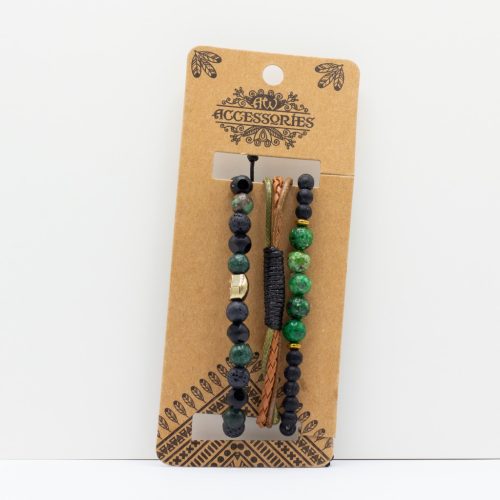 Férfias Karkötő Szett - Zöld (vegyes)