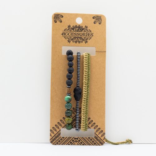 Férfias Karkötő Szett - Zöld (vegyes)