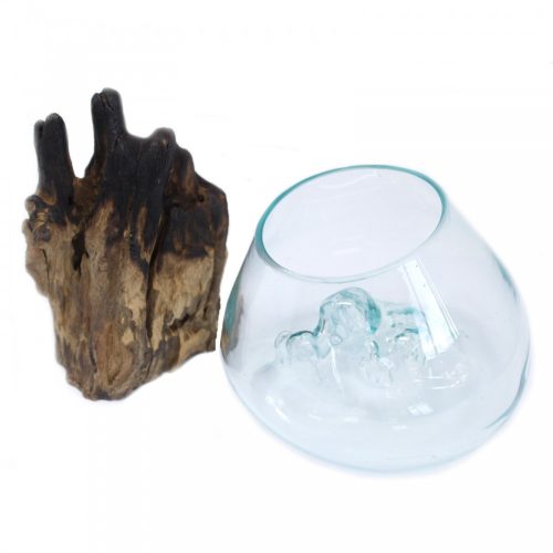 Olvasztott Üveg Fa Alátéten - Nagy Tál