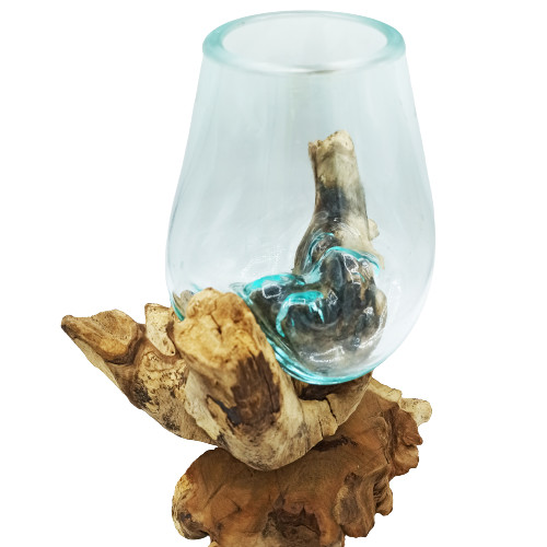 Olvasztott Üveg Fa Alátéten Állvánnyal - Nagy Tál