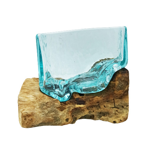 Üveg Tartály Fa Alátéten Állvánnyal - Nagy Tál