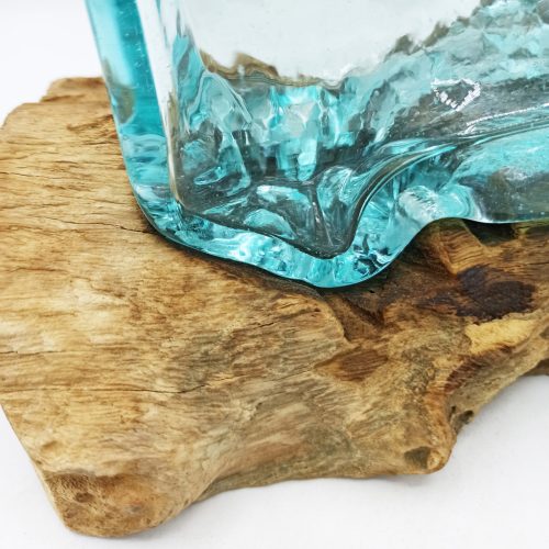 Üveg Tartály Fa Alátéten Állvánnyal - Nagy Tál