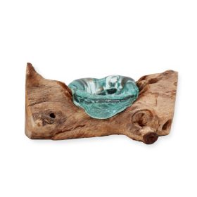 Olvasztott Üveg Fa Alátéten - Egyes Gyertyatartó