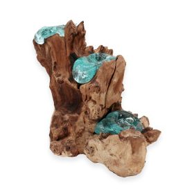 Olvasztott Üveg Fa Alátéten - Hármas Gyertyatartó