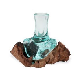 Olvasztott Üveg Fa Alátéten - Kicsi Váza