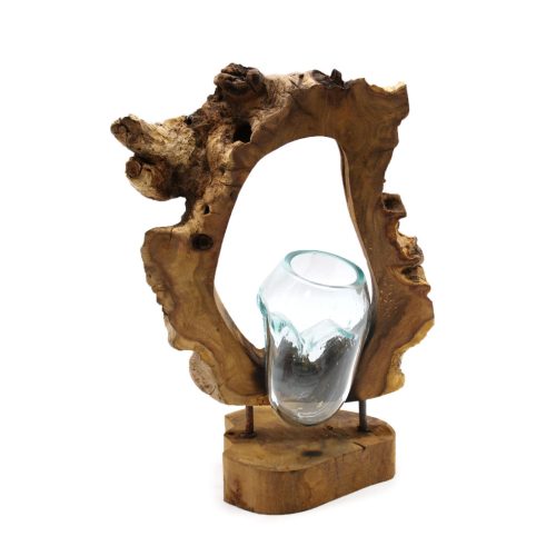 Olvasztott Üveg Fa Alátéten - Váza Állványon