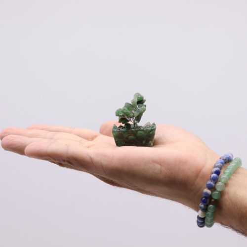 Mini Ásvány Szerencsefa Orgonit Alapon - Zöld Aventurin (15 kő)