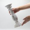Klasszikus Gyertyatartó - Fehér Súrolt -  30x10cm - Közepes