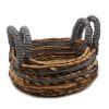 Banánlevél és Szürke Raffia Kosár- 2-es szett