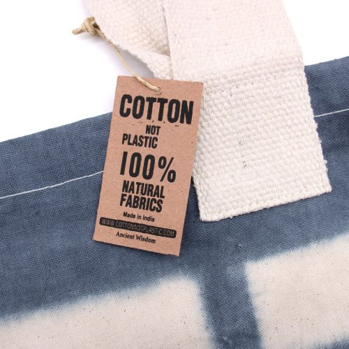 Natúr Festett Pamutvászon Táska (8oz) - 38x42x12cm - Szürke Négyzetek